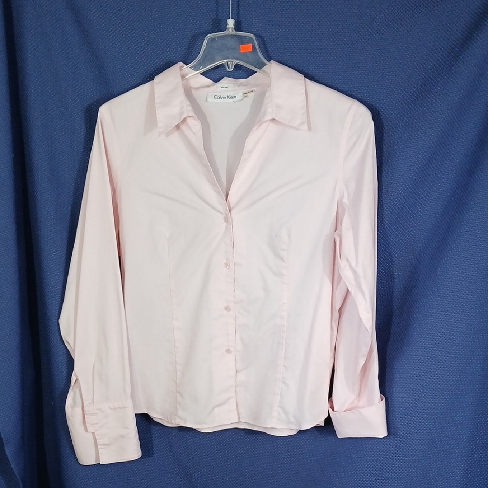 No Ìron, Pink, Calvin Klein Fitted Button-down Shirt